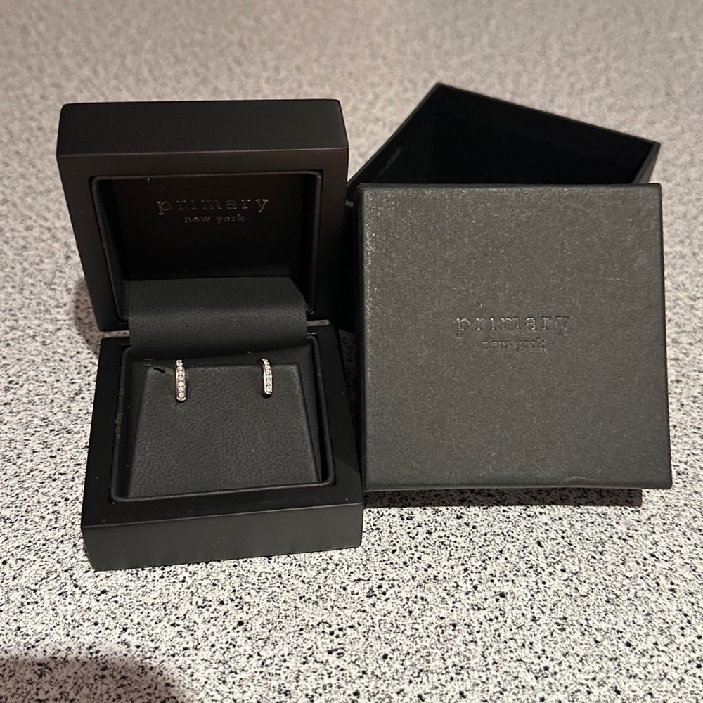 Primary NY 18K White gold “J” diamond earrings